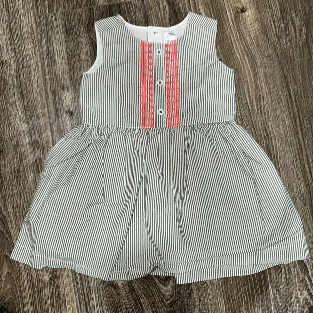 Carter's 18 Months Green Striped Dress